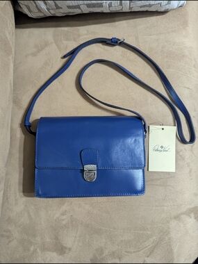 Patricia Nash Lanza Navy Leather Crossbody Bag